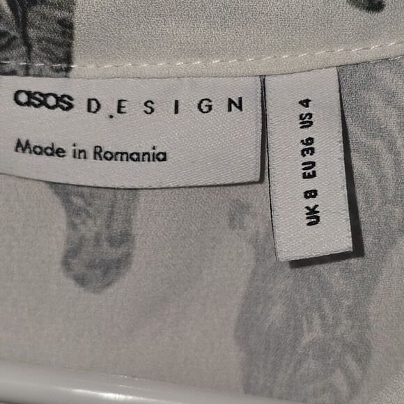 ASOS Design button front shirt Zebra Size 4 Black White - Picture 4 of 5